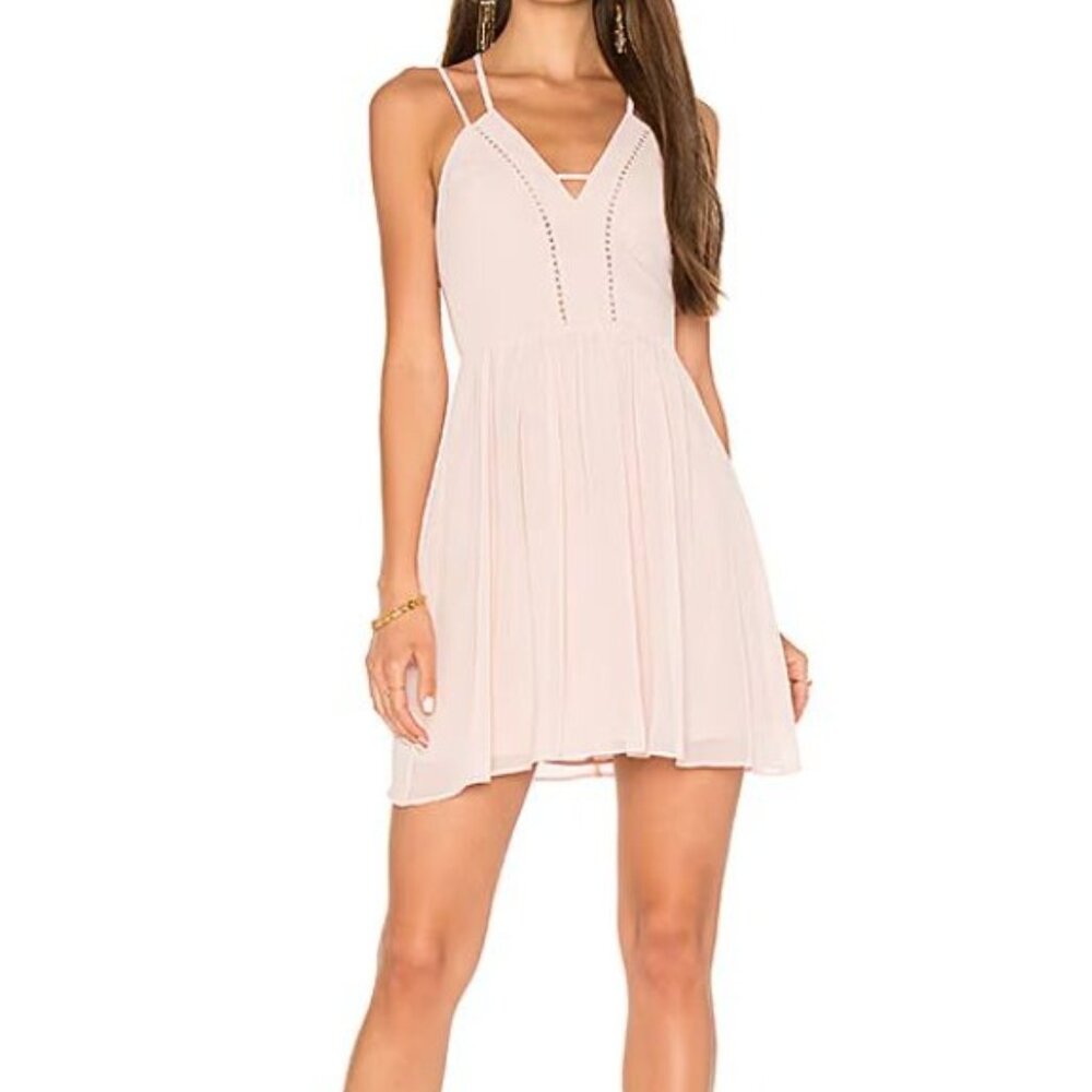 BCBGGeneration Womens Fit & Flare Chiffon Mini Dress Size 10 Pink Strappy Pleat